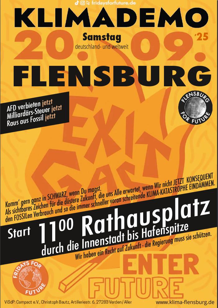 Klimademo 20.09. Flensburg 11.00 Uhr Rathausplatz