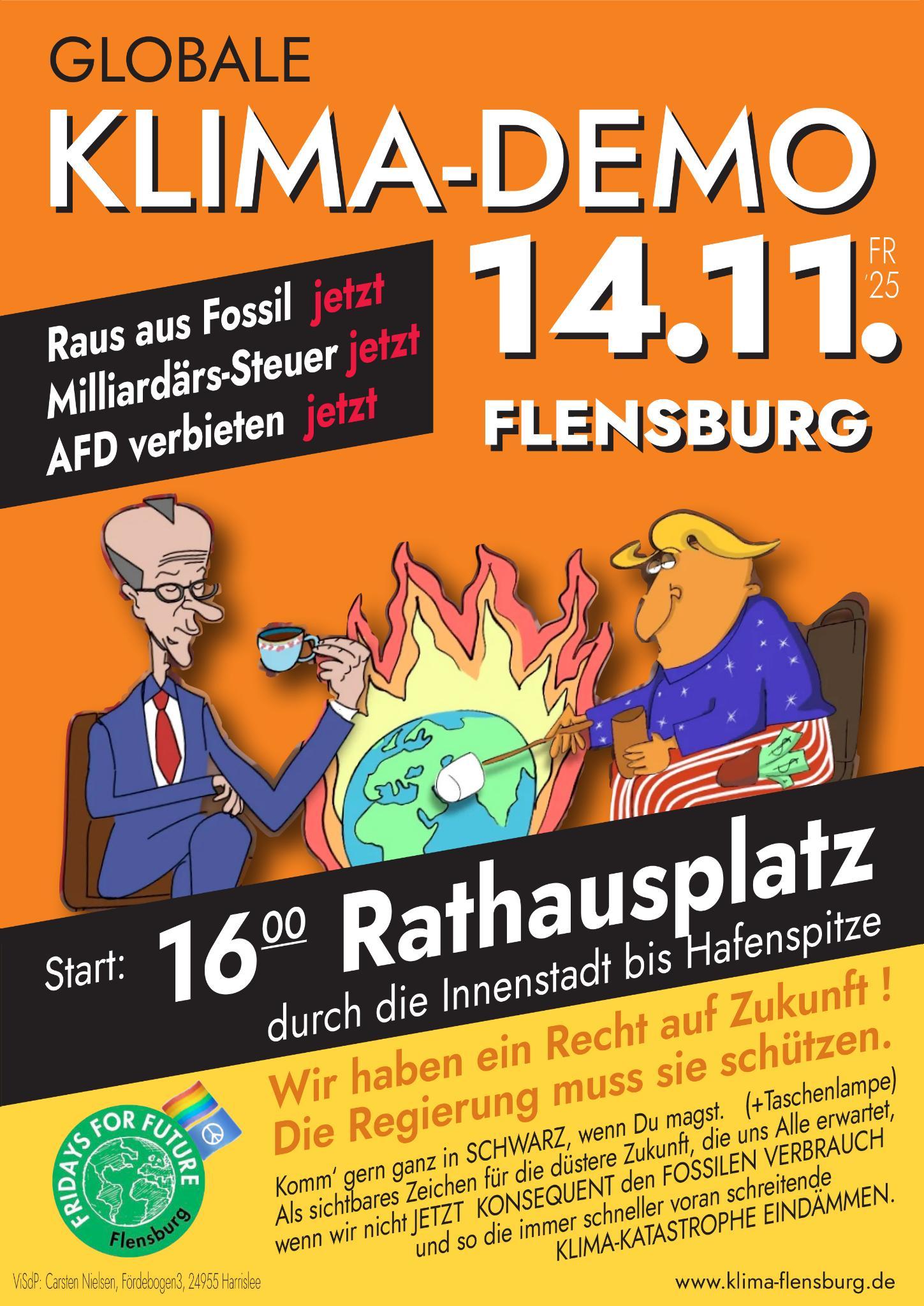 Klima-Demo in Flensburg 14.11.2025 um 16 Uhr Beginn Rathausplatz